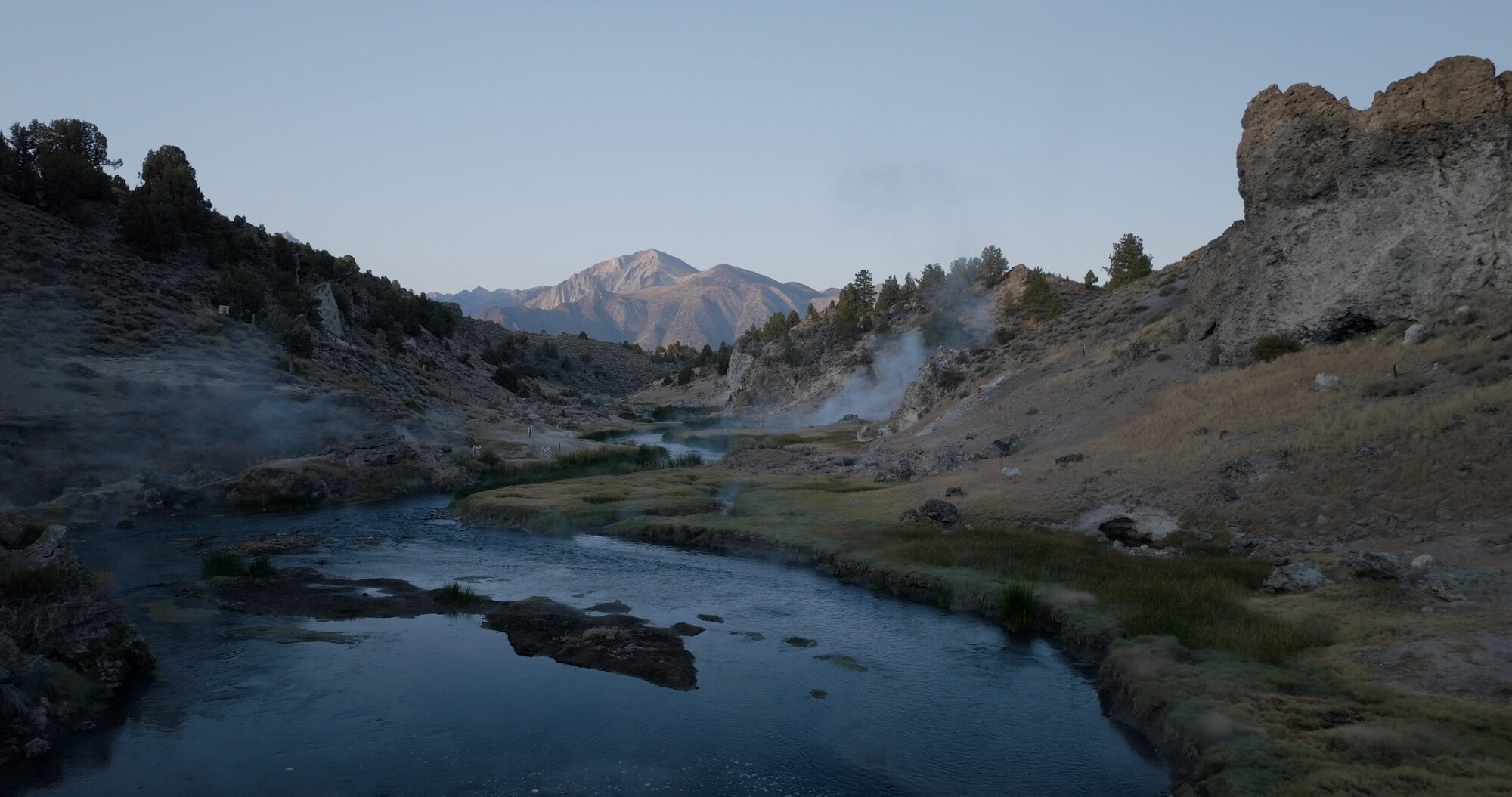 The Owens River winding through the volcanic tableland